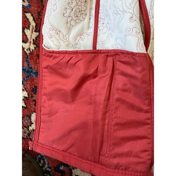 Isis Women’s 10 Floral Pattern Quilted Orange Vest w Shearling Lining NICE! - Picture 10 of 12